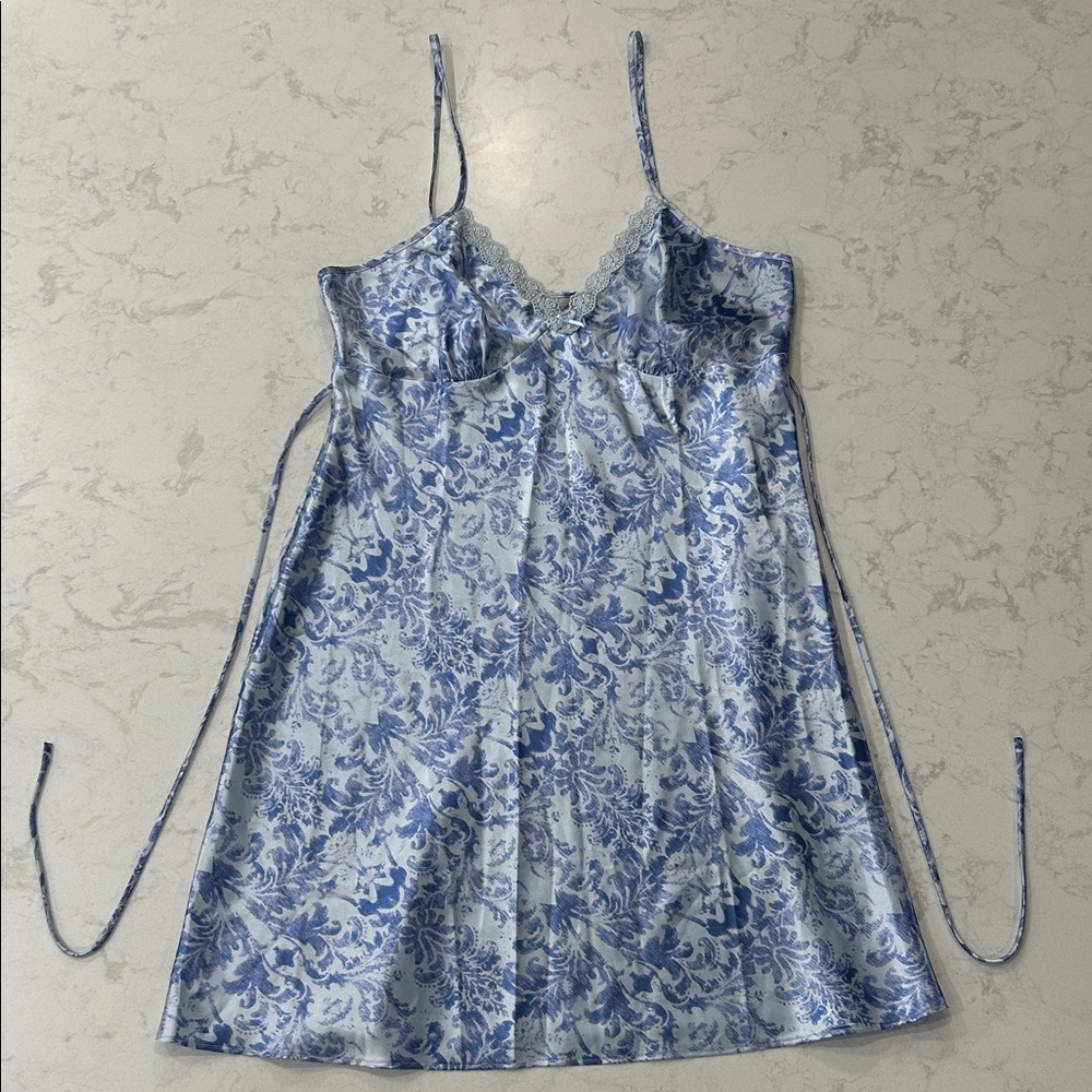 Adonna Slip Dress Vintage Intimate Large Blue White Paisley